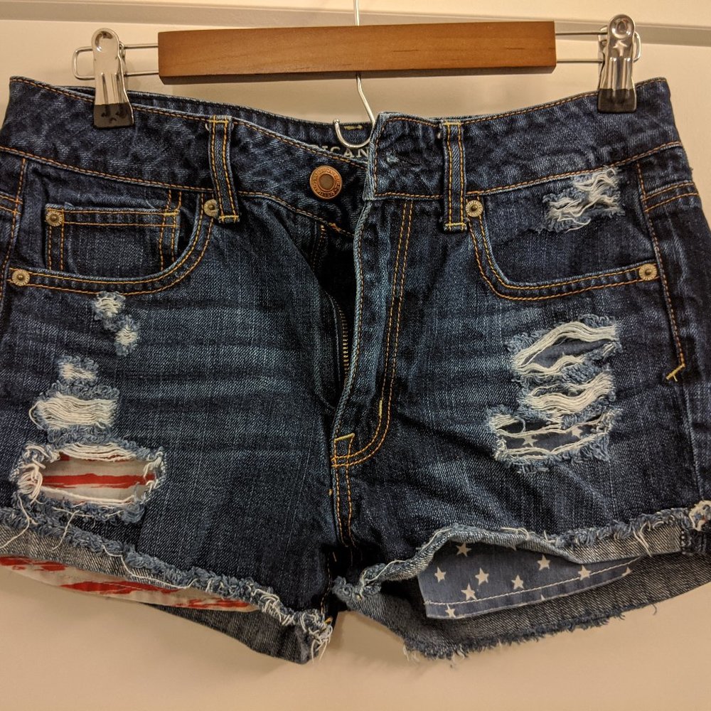 American Eagle American Flag Short Shorts
